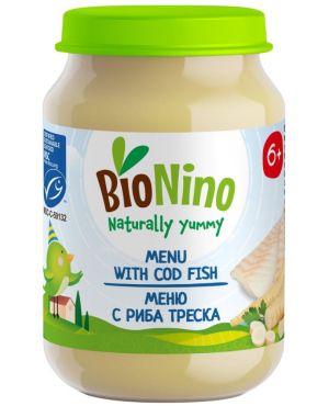 BIO NINO Био  бебешко пюре Риба треска със зеленчуци, 6 м+, 190 гр. 2867