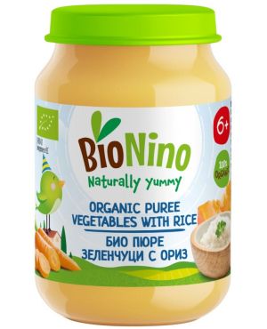 BIO NINO  Био бебешко пюре  Ориз със зеленчуци, 6 м+, 190 гр. 2843