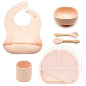 SEVI BEBE СИЛИКОНОВ КОМПЛЕКТ ЗА ХРАНЕНЕ ОТ 6 ЧАСТИ цвят КРЕМ BR17