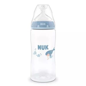 NUK FC Бебешко шише Temperature control със силик. биб. М, 3+м. 300мл.Кит момче 216.340