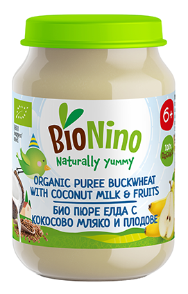 BIO NINO БИО бебешко пюре  десерт елда с плодове и кокосово мляко 190гр. 2829