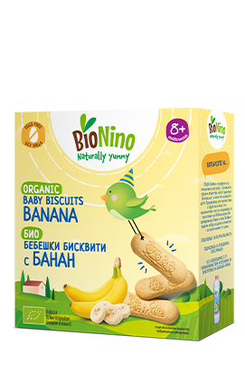 BIO NINO Organic Бебешки бисквитки БАНАН 100г. 8+мес. 2928