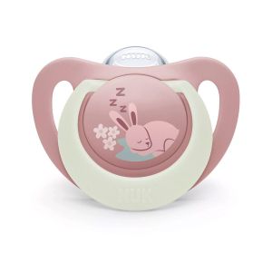 NUK Силиконова залъгалка  First Choice Night Заек 0-6м. + кутийка 175.392