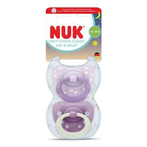 NUK FC Залъгалка силикон + кутийка 18м+ 2 бр. DAY&NIGHT МОМИЧЕ 177.264 