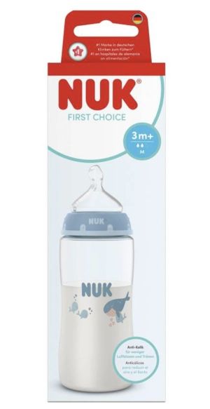 NUK Шише First Choice сил.биберон 3м+. 300мл.декорация  КИТ-СИНЬО  216.340
