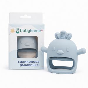 SEVI BEBE  Бебешка силиконова ръкавичка  Пиле  СИНЯ  BR11-2
