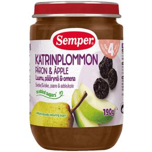 SEMPER Бебешко плодово пюре  Сини сливи и Круши 4+ мес. 190 гр. 9536
