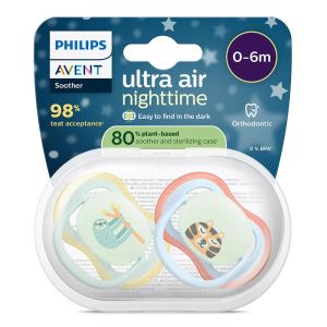 PHILIPS AVENT Силиконови залъгалки 2 бр. 0-6 м. ULTRA AIR NIGHT ЛЕНИВЕЦ/ТИГЪР 0656.001
