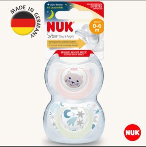 NUK FC Залъгалка Star D & N 0-6 силикон 2бр.  + кутийка 175.286