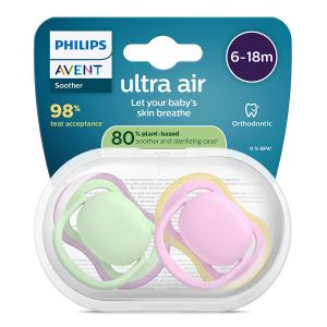 Philips AVENT Ultra Air 6-18м ортодонтични залъгалки едноцветни,  2 бр..0649.001
