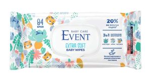 EVENT Baby extra soft 3in1 Мокри кърпи с алое, лайка и маслина х 84 броя