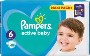 Pampers Active baby -Еднократни пелени, Размер 6 (13-18 кг.), 48 бр./пак.
