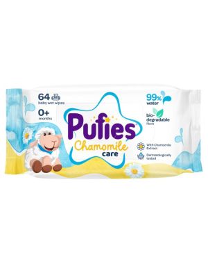 PUFIES Мокри кърпички Chamomile Care, 99% вода, 64 броя