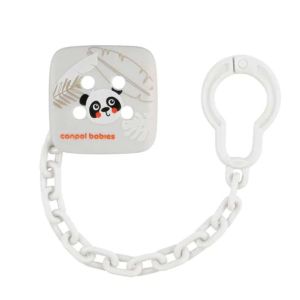 CANPOL Клипс за залъгалка със синджир Babies Boo 2/439 панда/сиво