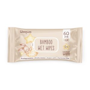 WOODEN SPOON Woopies Биоразградими бамбукови мокри кърпи 60бр.