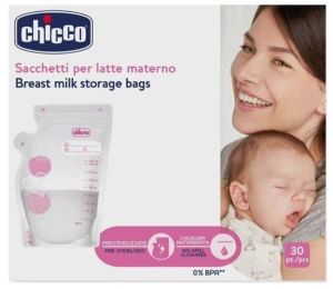 CHICCO Торбички за съхранение на кърма  250 ml, 30 броя N0119