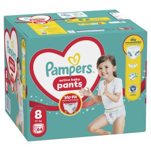 PAMPERS ACTIVE BABY гащички S8 17+кг.64 бр. КАШОН