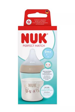NUK Perfect Match Шише  150мл. със силик. биб. за хранене S, 0+мес., Маймуна 215.408