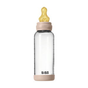 BIBS Бебешка Стъклена Бутилка  Blush 240мл Каучук Среден Поток 5020244