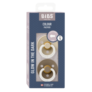 BIBS Биберони  COLOUR Vanilla GLOW/Dark Oak GLOW 2 бр. 6-18 месеца  120244