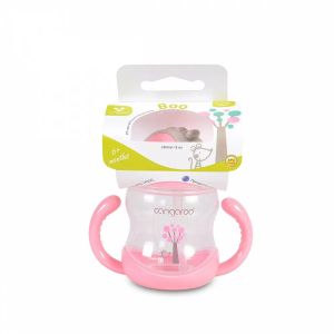 Cangaroo Чаша с пластмасова сламка 280ml C0582 розова
