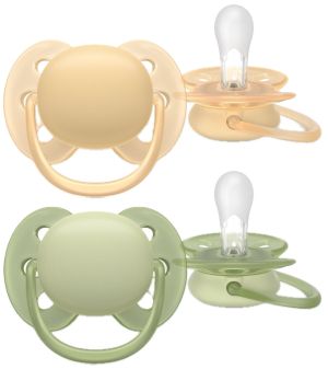 Philips  Avent Ultra Soft Залъгалки  6-18 месеца, пастелни момче със стерилизираща кутия, 2 бр.