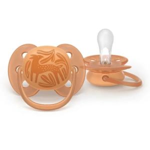   Philips Avent Ортодонт. залъгалки Ultra Soft + стерилизаторна кутия (18+ м.) сърна/гъска оранж/зелен 2 бр.