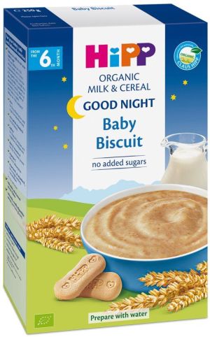 HIPP БИО МЛЕЧНА инст.каша "Лека Нощ" с Бисквити  6+мес.250гр.   2965