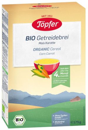 TOPFER БИО БЕЗМЛЕЧНА инст. каша с Царевица и Морков  4+мес.  175гр.