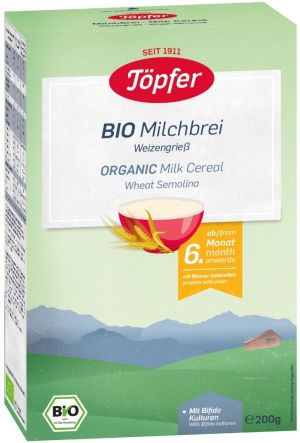  TOPFER БИО МЛЕЧНА инст.каша Пшеничен Грис    6+ мес.200гр.