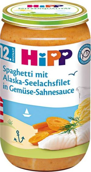 HIPP БИО Бебешко пюре  Рибно меню спагети с треска и зеленчуци 12+ мес. 250 гр. 6825