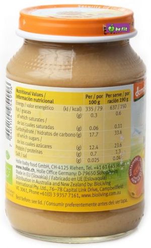 HOLLE БИО Бебешко плодово пюре ябълка и круша 4м+. 190 гр.   0849