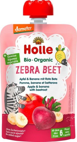 HOLLE БИО плодова закуска ПАУЧ от Ябълка, Банан и Цвекло 6+ мес. 100 г. 6м+ 6989