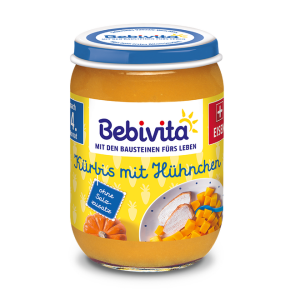 BEBIVITA Бебешко пюре   Тиква с пилешко месо и ябълка  190 г.   1732