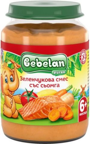 BEBELAN PUREE бебешко пюре  Меню Сьомга със зеленчуци  6+ мес. 190 г. 1453
