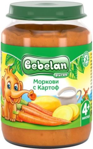 BEBELAN PUREE бебешко Зеленчуково пюре Моркови с Картоф с мляко 4+ м. 190 г. 0102