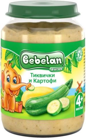 BEBELAN PUREE  бебешко Зеленчуково пюре Тиквички и Картофи 4+ м. 190г. 5510
