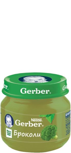 GERBER бебешко зеленчуково  пюре Броколи, 4м.+,80 гр.,   8433