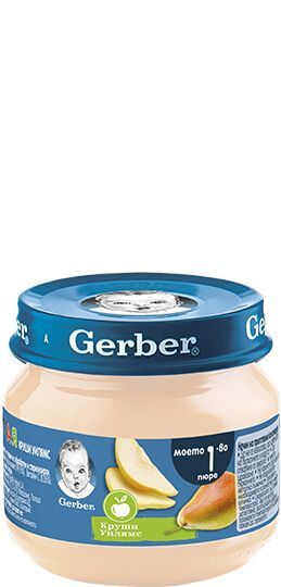 GERBER  Бебешко плодово пюре  Круши  4м.+, 80 гр.    4643