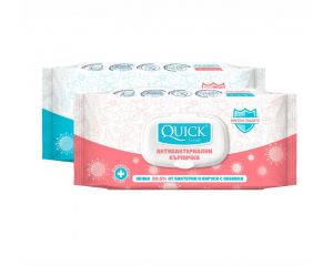 Quickline Мокри кърпи   Антибактериални  72 бр. с капак