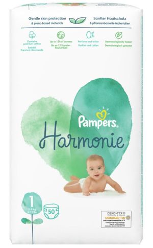  Pampers Harmonie – Еднократни пелени, Размер 1 (2-5кг), 50бр./пак.