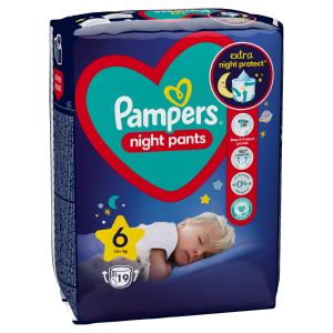 Pampers Night Pants – Еднократни нощни гащички, Размер 6 (15+ кг),  19 бр./пак.