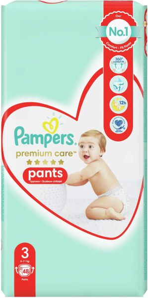 PAMPERS PREMIUM CARE ГАЩИЧКИ 3 (6-11 кг) Гащи 48 бр./пак.