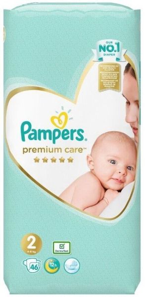 PAMPERS ПЕЛЕНИ PREMIUM CARE   2 Mini  (3-6 кг) 46 бр/пак.