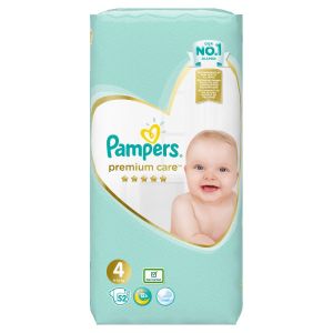 PAMPERS ПЕЛЕНИ PREMIUM CARE   4 Maxi (9-14 кг) 52 бр./пак.