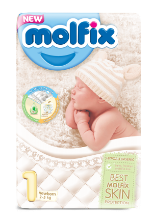 Molfix Jumbo Pack – Еднократни пелени, Размер 1 (2-5 кг.) ,44 бр.