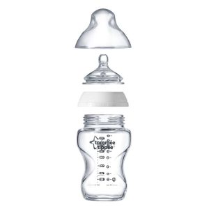  Tommee Tippee Стъклено шише за хранене, с биберон 1 капка, 0+месеца, 250 мл. 0016