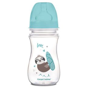 CANPOL Шише с широко гърло 240 мл. АНТИКОЛИК EXOTIC ANIMALS СИН 35/221 -2С 