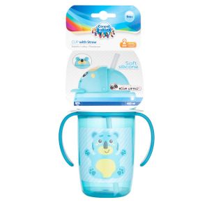 CANPOL Нетечаща чаша с дръжки и силиконова сламка 400 мл 9м+ 56/500_tur