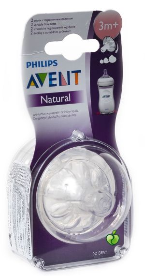 AVENT NATURAL Биберон с прорез 3 позиции, 3+ мес. 2 бр..0445.02
